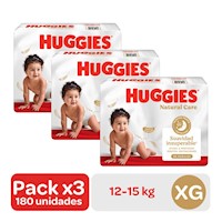 Pack 3 Pañal Huggies Natural Care Xtracare Big Talla XG 60u